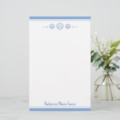 Coastal Blue and Scallop Seashells Personalized Briefpapier (Staand voorkant)