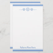 Coastal Blue and Scallop Seashells Personalized Briefpapier (Voorkant / Achterkant)