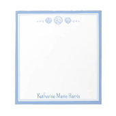 Coastal Blue and Scallop Seashells Personalized Notitieblok (Voorkant)