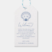 Coastal Blue Beach Monogram Huwelijk Welkom Cadeaulabel (Voorkant)