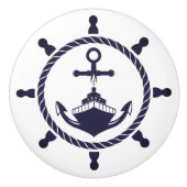 Coastal Blue Beach Yacht Boat Ship Helm Nautical Keramische Knop (Voorkant)