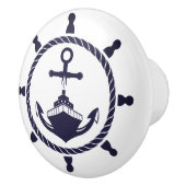 Coastal Blue Beach Yacht Boat Ship Helm Nautical Keramische Knop (Rechts)