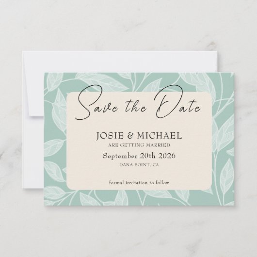 Coastal Blue Boho photo Flat Save The Date Card (Devant)