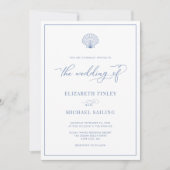 Coastal Blue Elegant Beach Wedding Invitation (Devant)