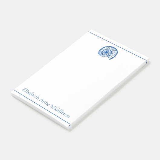 Coastal Blue en White Shell gepersonaliseerd Post-it® Notes (Schuin)