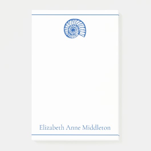 Coastal Blue en White Shell gepersonaliseerd Post-it® Notes (Voorkant)