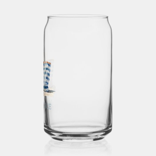 Coastal Blue en White Stripe Beach Tas Blikvorm Glas (Links)