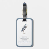 Coastal Blue Heron Bird gepersonaliseerd Bagagelabel (Achterkant verticaal)