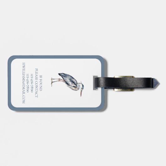 Coastal Blue Heron Bird gepersonaliseerd Bagagelabel (Achterkant horizontaal)