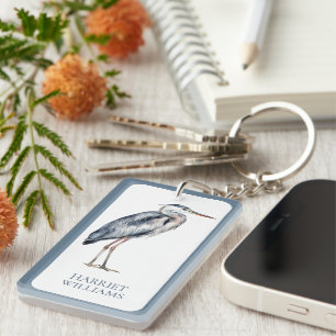 Coastal Blue Heron Bird gepersonaliseerd Sleutelhanger