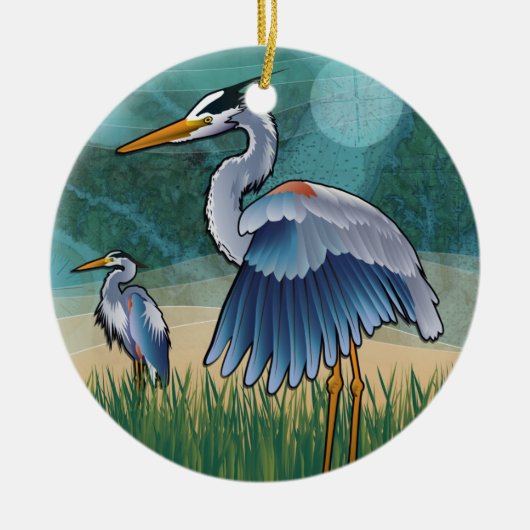 Coastal Blue Herons Keramisch Ornament (Voorkant)