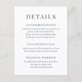 Coastal Blue Minimalist Elegant Wedding Details Kaart (Voorkant)