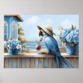 Coastal Blue Parrot Art Print | Wall Poster (Devant)