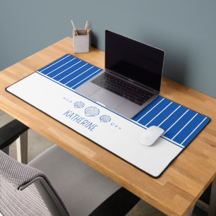 Coastal Blue Scallop Seashells gepersonaliseerd Bureaumat