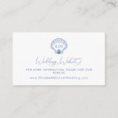 Coastal Blue Seashell Monogram Trouwwebsite Informatiekaartje (Voorkant)