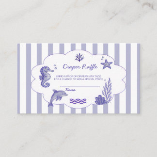 Coastal Blue Striped Diaper Raffle Baby Shower Informatiekaartje
