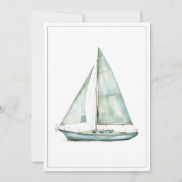 Coastal Blue Watercolor Sailboat Personalized Note Notitiekaartje