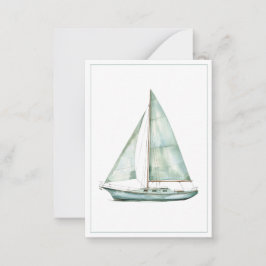 Coastal Blue Watercolor Sailboat Personalized Notitiekaartje
