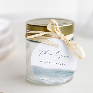 Coastal Blue Waterverf bruiloft Bedankt Bedankjes Labels