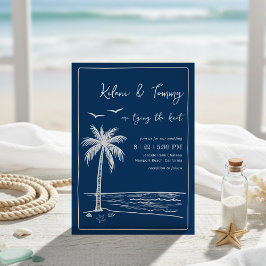 Coastal Blues Palm Tree Beach Wedding  Kaart