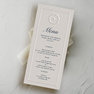 Coastal Boat Helm Faux Embossed formele bruiloft Menu