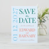 Coastal Breeze typography wedding Save The Date (Staand voorkant)
