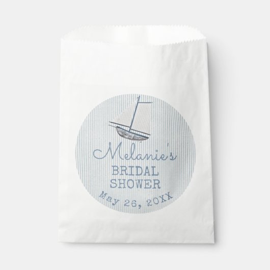 Coastal Bridal Shower Boat Stripe  Bedankzakje (Voorkant)