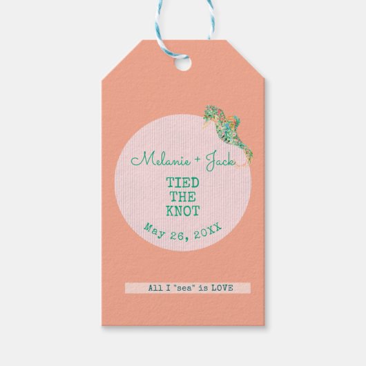 Coastal Bridal Shower Seahorse Stripe Cadeaulabel (Voorkant)