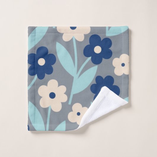 Coastal Calm Florals | Indigo & Turquoise pattern (Gant de toilette)