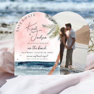 Coastal Chic Beach Photo Wedding Bewaar de datum Kaart