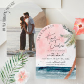 Coastal Chic Beach Photo Wedding Bewaar de datum Kaart