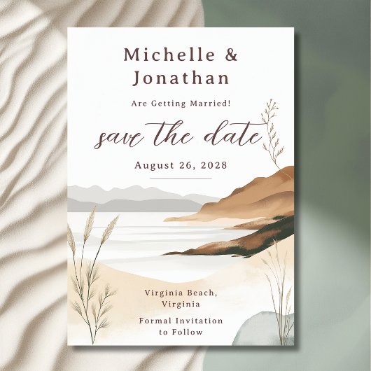 Coastal Chic Beach Waterverf bruiloft Save The Date