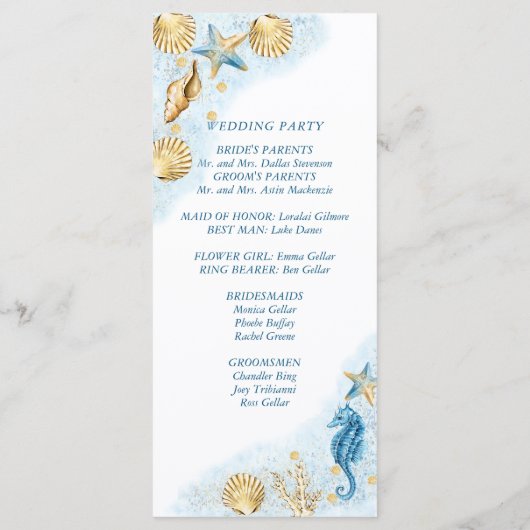 Coastal Chic | Blauw en goud onder het Zee huwelij Programma (Achterkant)