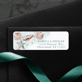 Coastal Chic | Blauwgroen en koraalrif huwelijksad Etiket