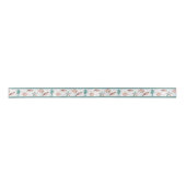 Coastal Chic | Blauwgroen en koraalrif pasteelpatr Lint (Voorkant)