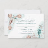 Coastal Chic | Blauwgroen groen en koraalrif RSVP Kaartje (Voorkant)
