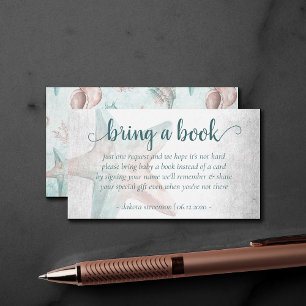 Coastal Chic Blauwgroen koperen vis brengt boek Informatiekaartje