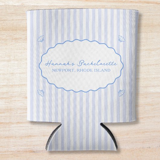 Coastal Chic Blue Bachelorette Seersucker Shell Blikjeskoeler