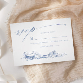 Coastal Chic Blue Seaside Wedding RSVP Kaartje