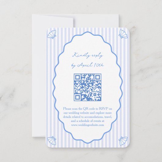 Coastal Chic Blue Site Mariage QR Code RSVP (Devant)