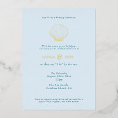 Coastal Chic Folie bruiloft Nodig Blauw Folie Uitnodiging (Voorkant)
