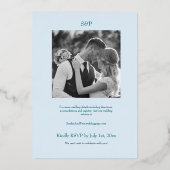 Coastal Chic Folie bruiloft Nodig Blauw Folie Uitnodiging (Achterkant)