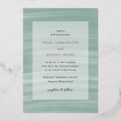 Coastal Chic gedempt groen elegante bruiloft Folie Uitnodiging (Voorkant)