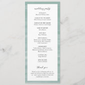 Coastal Chic gedempt groen elegante bruiloft Programma (Achterkant)