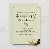 Coastal Chic Minimalist Sandy Blue Seashell Kaart (Voorkant / Achterkant)