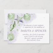 Coastal Chic | Paars en groen huwelijk Kaart (Voorkant)