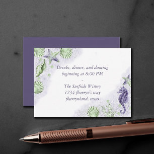 Coastal Chic Paarse en kalkgroene opvang Informatiekaartje