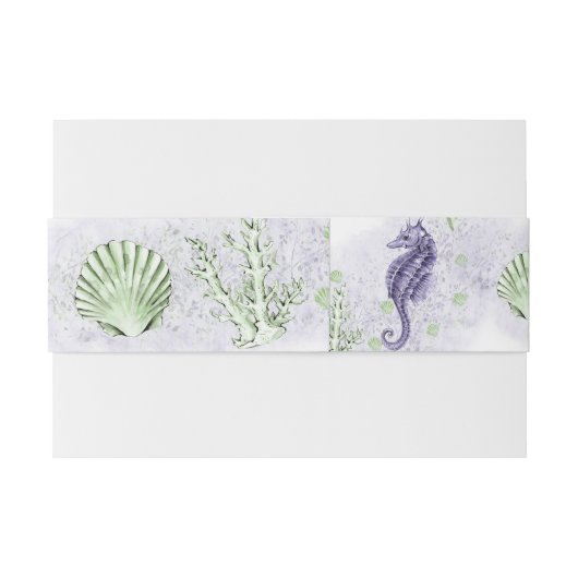 Coastal Chic | Paarse en Linggroene partij Uitnodigingen Wikkel (Achterkant Voorbeeld)