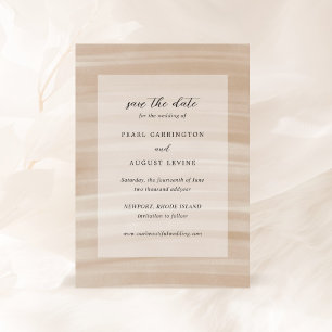 Coastal Chic Sandy Neutraal Elegant Huwelijk Save The Date