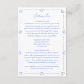 Coastal Chic Shell Border Elegant Blauw Huwelijk Informatiekaartje (Voorkant)